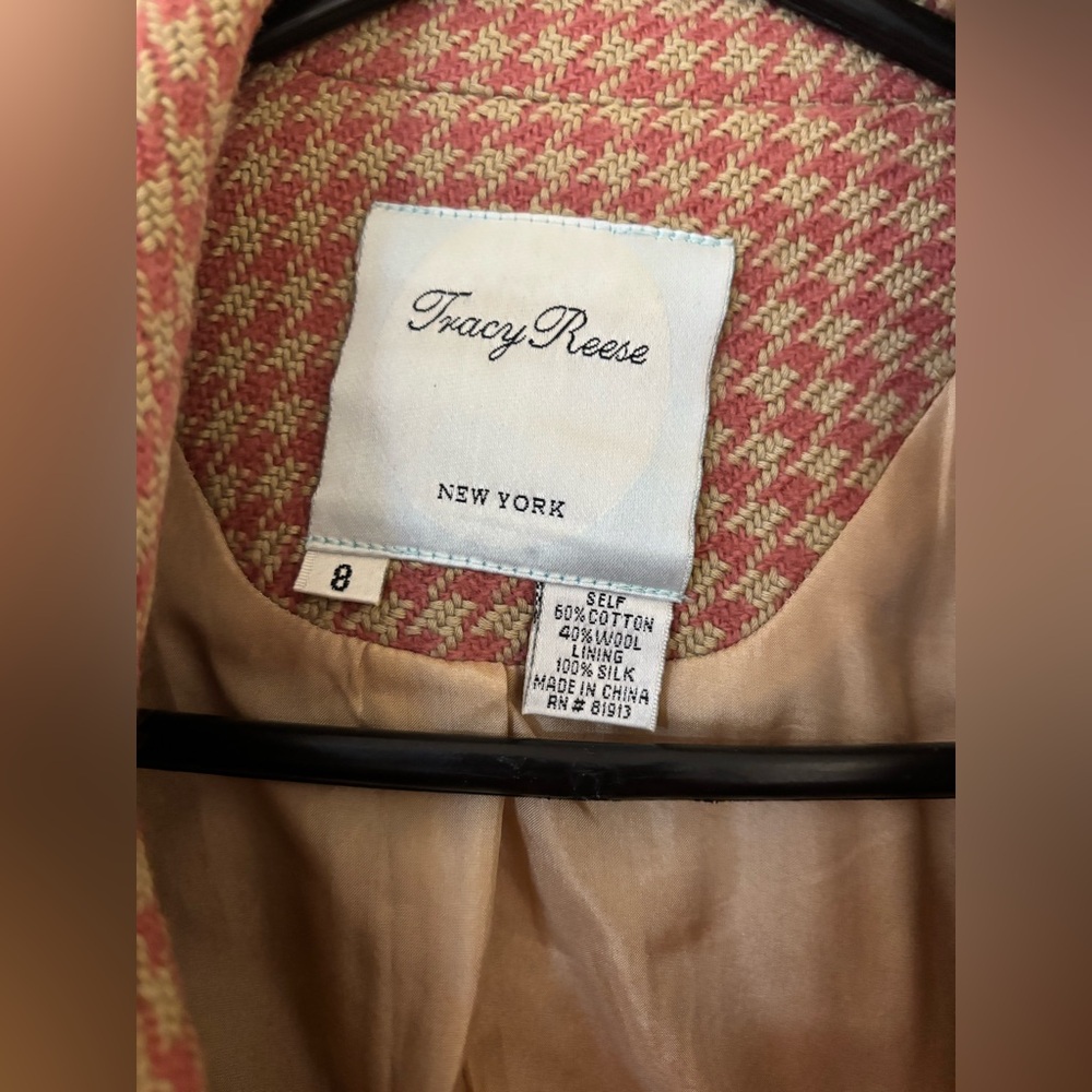 Tracy Reese Women's Pink Houndstooth Blazer - please read description - Picture 3 of 6
